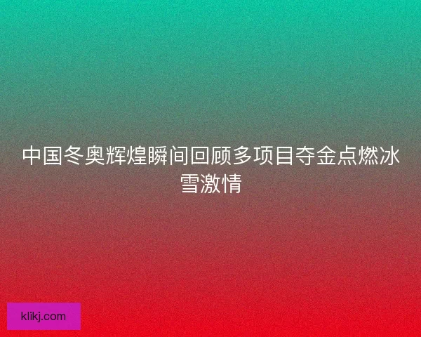 中国冬奥辉煌瞬间回顾多项目夺金点燃冰雪激情